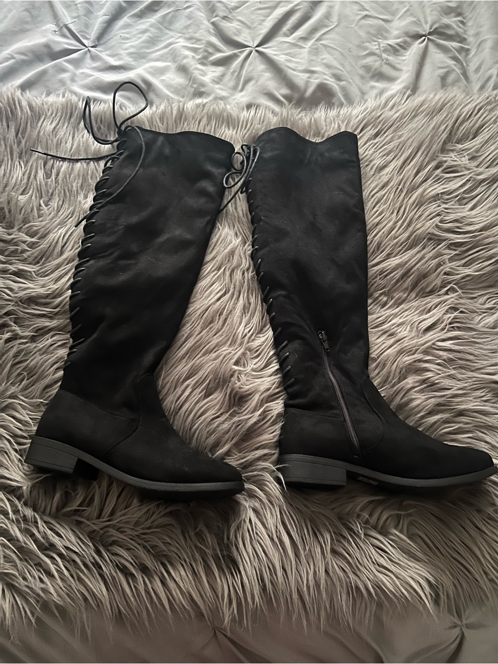 Women’s Black Knee-High Lace-Up Boots